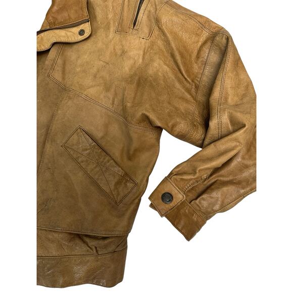 Vintage Brown Leather Bomber Jacket - Picture 3 of 10